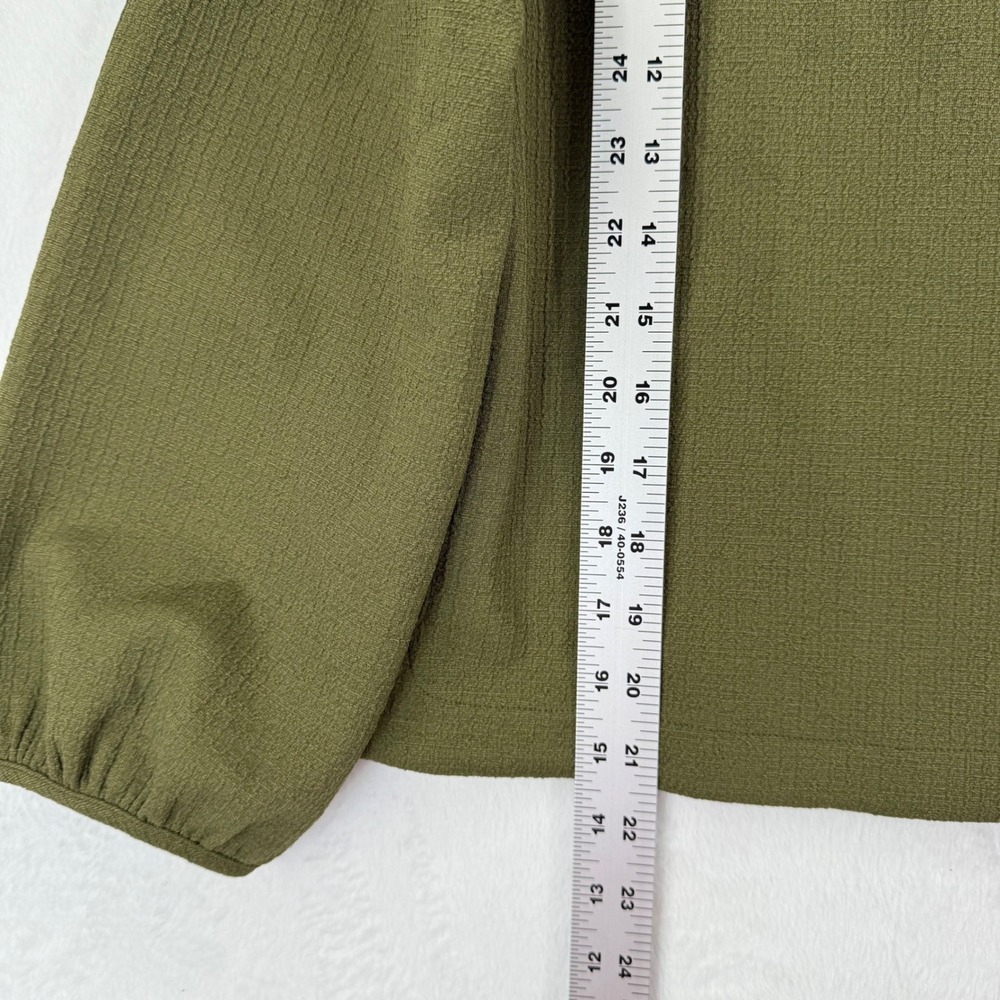 Madewell Womens Top Olive‎ Green Square Neck Long Sleeve Textured Blouse Small - Picture 3 of 9